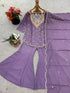 Lavender Heavy Simar Silk Elegant Salwar Suit - Detail View | Samyak Fashion