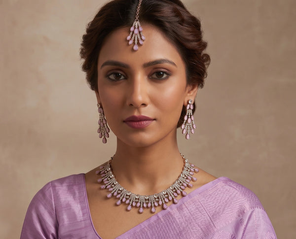 Lavender Necklace - Front View | Samyak Fashion