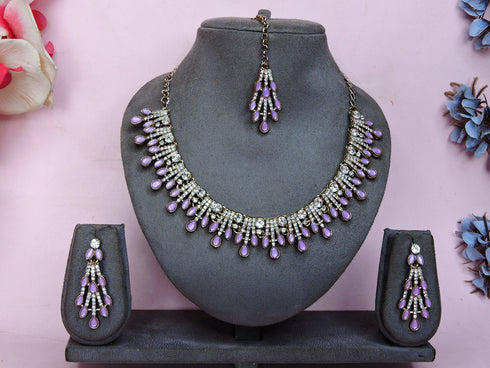 Lavender Necklace - Back View | Samyak Fashion