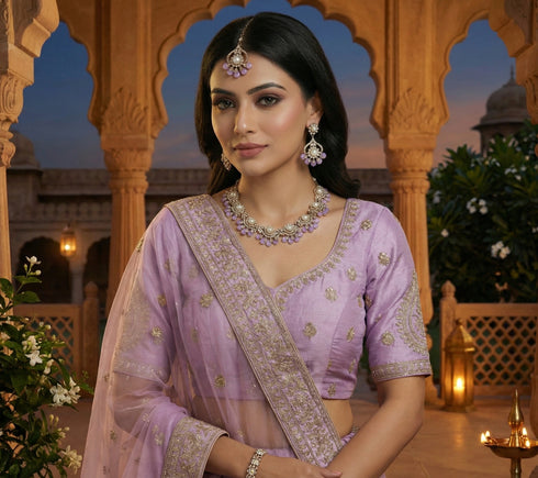 Lavender Necklace - Front View | Samyak Fashion