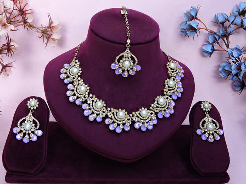 Lavender Necklace - Back View | Samyak Fashion