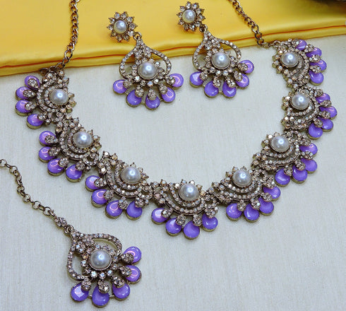 Lavender Necklace - Detail View | Samyak Fashion