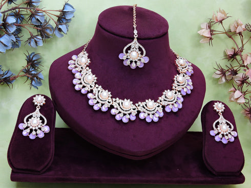 Lavender Necklace - Back View | Samyak Fashion