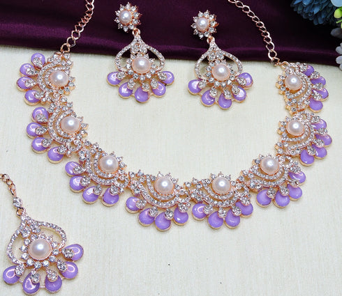 Lavender Necklace - Detail View | Samyak Fashion