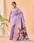 Lavender Pure Silk Party Wear Saree With Blouse - Front View | Samyak Fashion