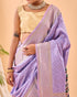 Lavender Pure Silk Party Wear Saree With Blouse - Close-up View | Samyak Fashion