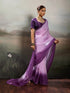 Lavender Satin Elegant Party Wear Saree Collection With Blouse - Back View | Samyak Fashion