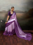 Lavender Satin Elegant Party Wear Saree Collection With Blouse - Side View | Samyak Fashion