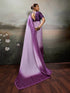 Lavender Satin Elegant Party Wear Saree Collection With Blouse - Detail View | Samyak Fashion