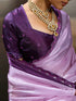 Lavender Satin Elegant Party Wear Saree Collection With Blouse - Full View | Samyak Fashion