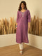 Lavender Silk Blend Long Kurti. - Front View | Samyak Fashion