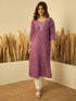 Lavender Silk Blend Long Kurti. - Front View | Samyak Fashion