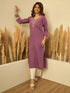 Lavender Silk Blend Long Kurti. - Detail View | Samyak Fashion