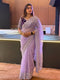 Lavender Soft Organza Party Wear Saree With Blouse - Front View | Samyak Fashion