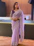 Lavender Soft Organza Party Wear Saree With Blouse - Front View | Samyak Fashion