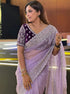 Lavender Soft Organza Party Wear Saree With Blouse - Side View | Samyak Fashion