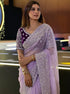Lavender Soft Organza Party Wear Saree With Blouse - Detail View | Samyak Fashion