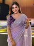 Lavender Soft Organza Party Wear Saree With Blouse - Close-up View | Samyak Fashion