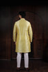 Lemon Art Silk Mens Kurta With Payjama - Back View | Samyak Fashion