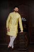 Lemon Art Silk Mens Kurta With Payjama - Detail View | Samyak Fashion
