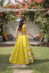 Lemon Roman Silk Lahenga Choli - Back View | Samyak Fashion