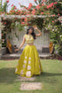 Lemon Roman Silk Lahenga Choli - Close-up View | Samyak Fashion