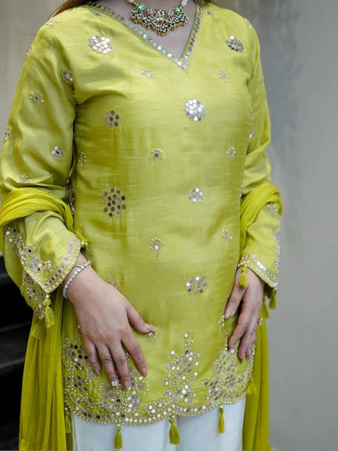 Lemon Silk Salwar Suits - Detail View | Samyak Fashion