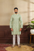 Light Green Art Silk Mens Kurta With Payjama - Front View | Samyak Fashion