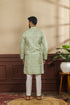 Light Green Art Silk Mens Kurta With Payjama - Back View | Samyak Fashion