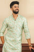 Light Green Art Silk Mens Kurta With Payjama - Side View | Samyak Fashion