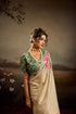 Light Green Jacquard Elegant Party Wear Saree Collection With Blouse - Close-up View | Samyak Fashion