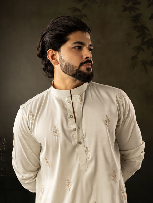 Light Green Rayon Mens Kurta With Payjama - Side View | Samyak Fashion