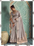Light Grey Tissue Cotton Party Wear Saree With Blouse - Front View | Samyak Fashion