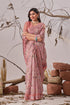 Light Pink Linen Cotton Party Wear Saree With Blouse - Back View | Samyak Fashion
