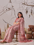 Light Pink Linen Cotton Party Wear Saree With Blouse - Detail View | Samyak Fashion