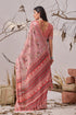 Light Pink Linen Cotton Party Wear Saree With Blouse - Close-up View | Samyak Fashion