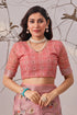 Light Pink Linen Cotton Party Wear Saree With Blouse - Styled View | Samyak Fashion