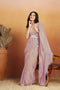 Light Purple Organza Saree With Blouse - Front View | Samyak Fashion