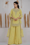 Light Yellow Pure Natural Crepe Silk Salwar Suit - Front View | Samyak Fashion
