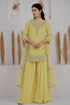 Light Yellow Pure Natural Crepe Silk Salwar Suit - Front View | Samyak Fashion