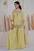 Light Yellow Pure Natural Crepe Silk Salwar Suit - Back View | Samyak Fashion