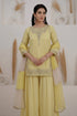 Light Yellow Pure Natural Crepe Silk Salwar Suit - Side View | Samyak Fashion