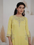 Light Yellow Pure Natural Crepe Silk Salwar Suit - Detail View | Samyak Fashion