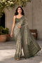 Mahendi Chanderi Linen Saree With Blouse - Front View | Samyak Fashion