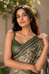 Mahendi Chanderi Linen Saree With Blouse - Side View | Samyak Fashion