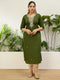 Mahendi Silk Blend Long Kurti. - Front View | Samyak Fashion