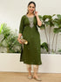 Mahendi Silk Blend Long Kurti. - Detail View | Samyak Fashion