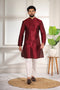 Maroon Art Silk Mens Kurta With Payjama - Front View | Samyak Fashion