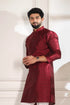 Maroon Art Silk Mens Kurta With Payjama - Close-up View | Samyak Fashion