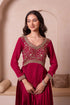 Maroon Chinon Salwar Suit - Close-up View | Samyak Fashion
